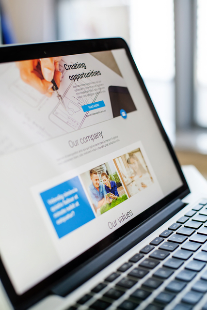 Website design on a laptop screen
